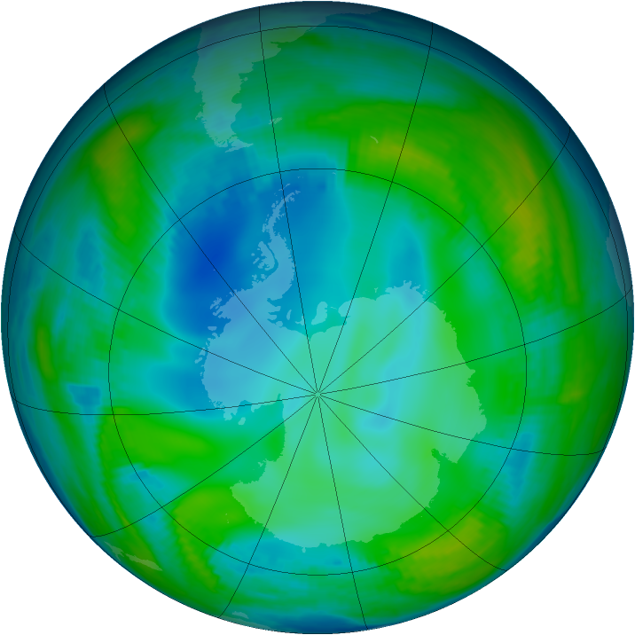 Antarctic ozone map for 26 May 1998